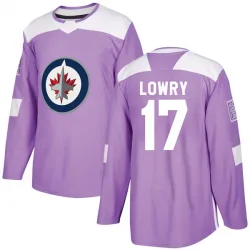 Men's Adam Lowry Winnipeg Jets Fights Cancer Practice Jersey - Purple Authentic