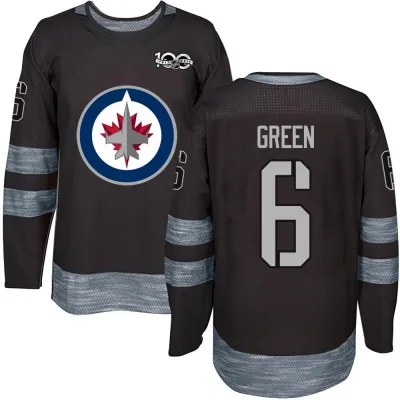 Men's Ted Green Winnipeg Jets Black 1917-2017 100th Anniversary Jersey - Green Authentic