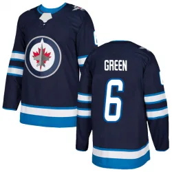 Men's Ted Green Winnipeg Jets Navy Home Jersey - Green Authentic